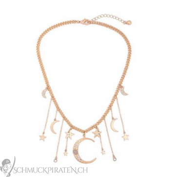 Halskette für Damen Moon & Stars Tassel goldfarben -Bild1