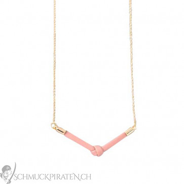 Halskette in gold mit V-Anhänger in rosa-Bild 1