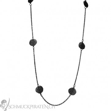Lange Damen Halskette mit Kreisen in schwarz-Bild 1
