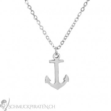 Edelstahl Kette in silber mit Anker Anhänger - Bild 1