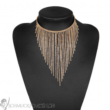 Glamour Statementkette goldfarben mit Zirkonia Tassel-Bild1