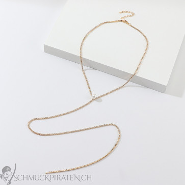 Y-Halskette für Damen goldfarben mit Zirkonia Steinen-Bild 1