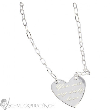 Damen Halskette "Only Love" aus 925 Sterling Silber mit Herzanhänger-Bild1