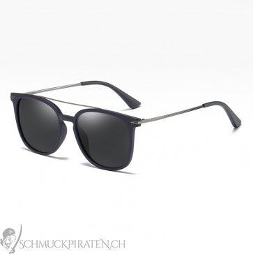 Sonnenbrille für Herren blau/silber mit schwarz getönten Gläsern