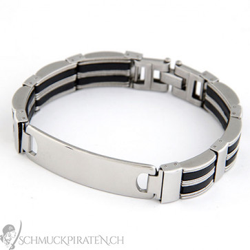 Herren Armband in silber mit Gravurplatte-Bild 1