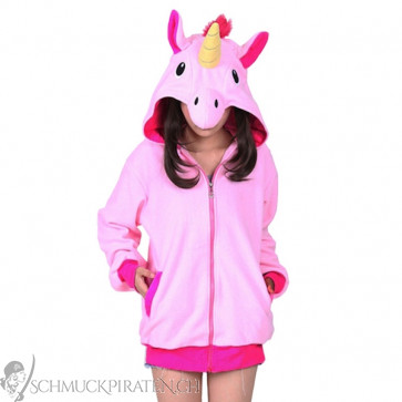 Hoodie mit Zipper pink im Unicorn Design - Bild1