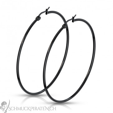Edelstahl Ohrringe "XL Hoop" schwarz rund-Bild 1