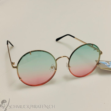 Sonnenbrille "Lennon" unisex goldfarben mit grün/rot getönten Gläsern