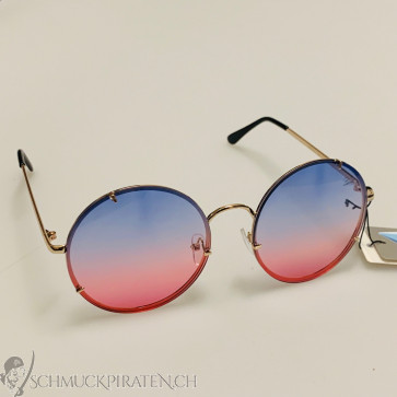 Sonnenbrille "Lennon" unisex goldfarben mit blau/rot getönten Gläsern