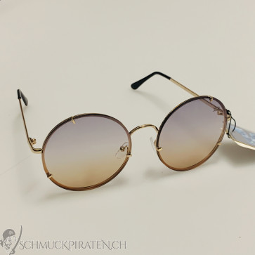 Sonnenbrille "Lennon" unisex goldfarben mit braun getönten Gläsern