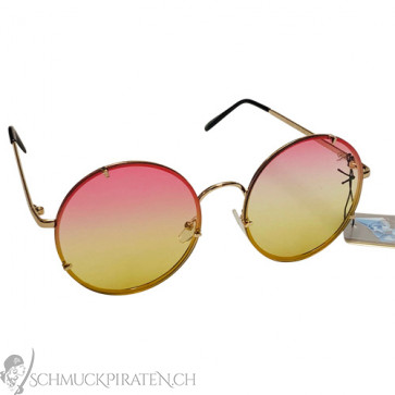 Sonnenbrille "Lennon" unisex goldfarben mit rot/gelb getönten Gläsern