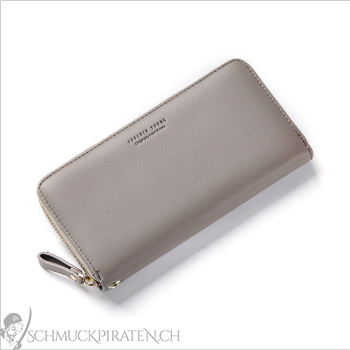 Elegantes Damen Portemonnaie gross mit Reissverschluss grau-Bild 1