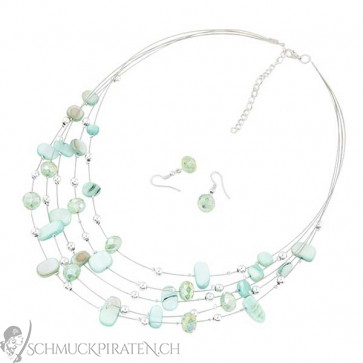 Schmuckset für Damen "Green Crystal" silberfarben -Bild1