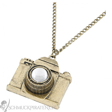 Halskette für Damen "Kamera" in altgold - Bild 1