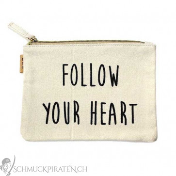 Kleine Canvas Bag in beige Follow your heart-Bild 1