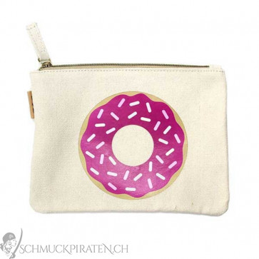 Kleine Canvas Bag in beige mit rosa Donut-Bild 1