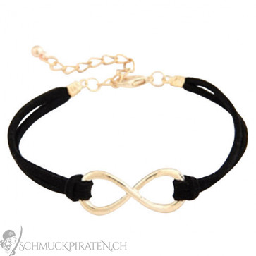 Lederarmband Infinity in gold und schwarz