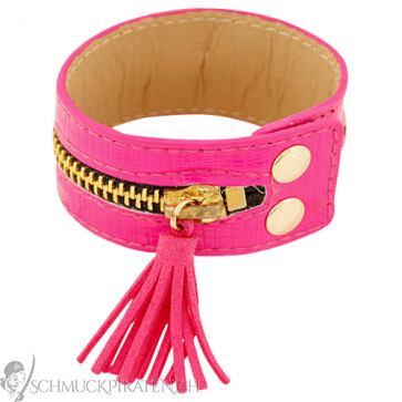 Lederarmband für Damen in pink mit Reissverschluss-Bild 1