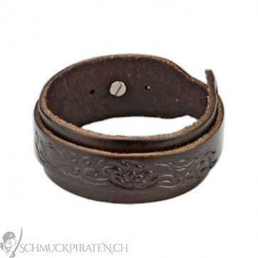 Echt Leder Armband in braun mit Tribal