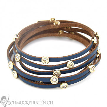 Damen Armband in blau mit goldenen Punkten-Bild 1