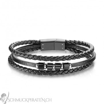 lederarmband_herren_edelstahlelemente_magnetverschluss-Bild1