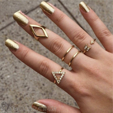 Damen Midi Ring Set in gold mit Strass- Bild 1