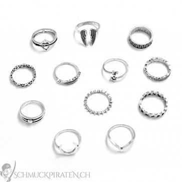 Midi Ring Set "Eyrie" 12-teilig silberfarben Vintage-Bild1