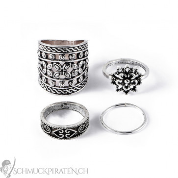 Midi Ring Set "Bravos" 4-teilig silberfarben Vintage-Bild1