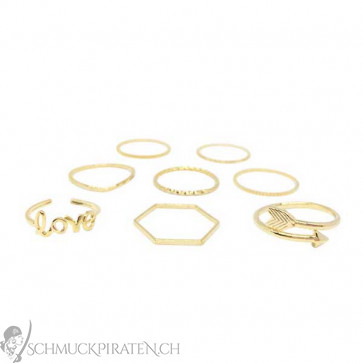 Ring Set in gold mit Love und Pfeil Ring-Bild 1
