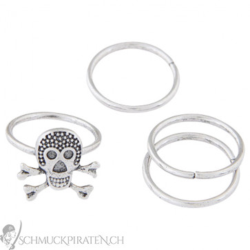 Midi Ringe-Midi Ringset mit Totenkopfring-Bild 1