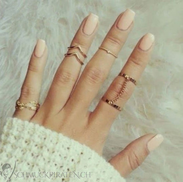 Midi Ring Set 5-teilig in gold mit Federring -Bild 1