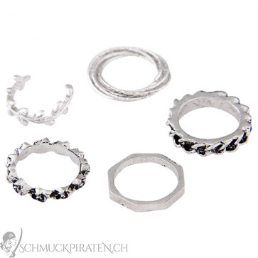 Midiring Set 5-teilig in silber im Vintage Look-Bild 1