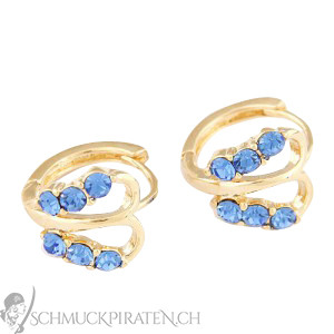Damen Ohrringe in gold mit blauen Steinen