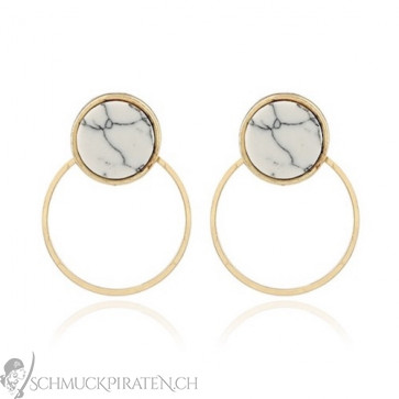 Ear Jacket Ohrringe Kreise marmoriert und gold - Bild 1