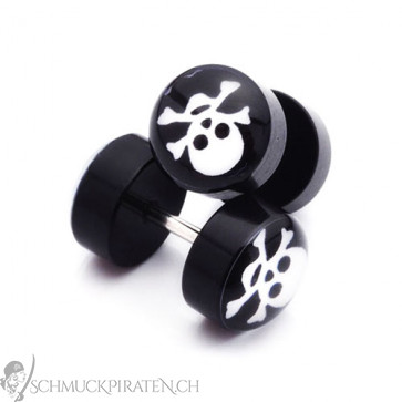 Fake Plugs Herren Acryl mit Totenkopf-8mm