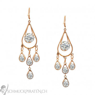 Lange Ohrringe für Damen in gold mit Kristallsteinen-Bild 1