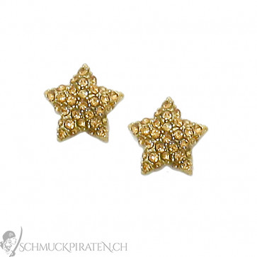 Stern Ohrstecker in gold mit Strass-Bild 1