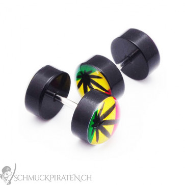 Fake Plugs Herren Acryl mit Hanf Motiv-8mm