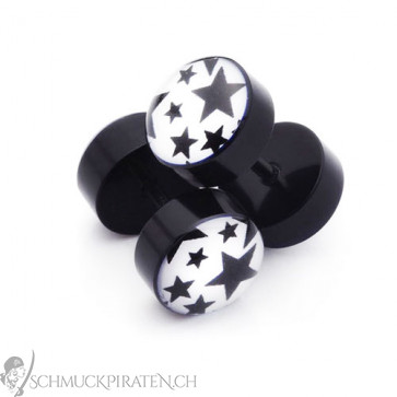 Fake Plugs Herren Acryl mit Sterne-8mm