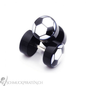 Fake Plugs Herren Acryl mit Fussball Motiv-8mm