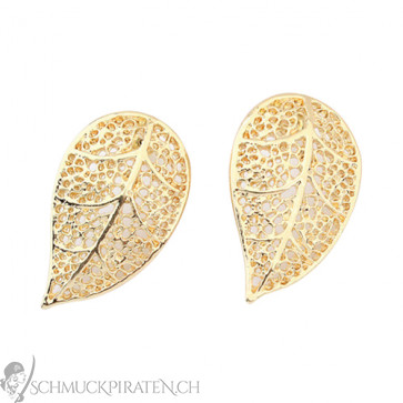 Damen Ohrringe in Blatt Optik in gold-Bild 1