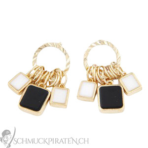 Ohrringe Black & White in gold - Modeschmuck