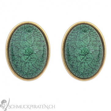 Damen Ohrringe in gold mit grünem Stein-Bild 1