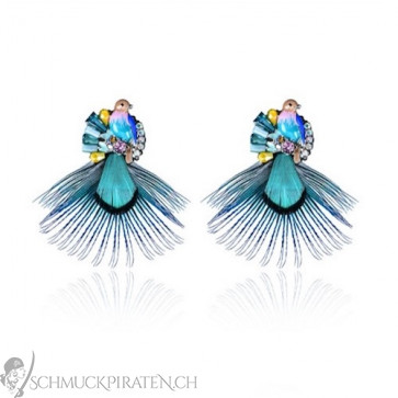 Ohrringe "Peacock" in blau,grün und türkis - Bild 1