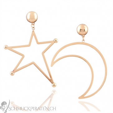 Ohrringe für Damen "Sichel & Stern" goldfarben