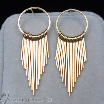 Ohrringe für Damen "Golden Bars" goldfarben mit strahlenförmigen Anhängern