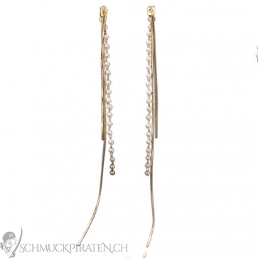 Filigrane Ohrhänger goldfarben mit süsser Perlenkette-bild1