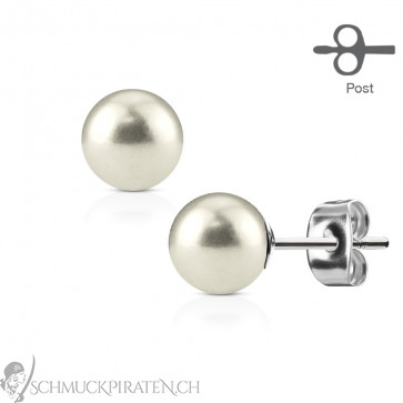 Ohrstecker für Damen "Pearl" silber mit weisser Perle