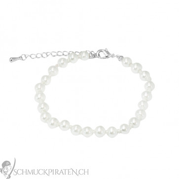 Klassisches Perlenarmband in weiss und silber