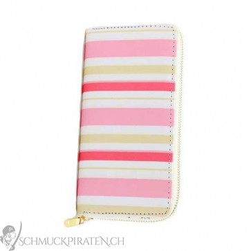 Portemonnaie Streifen in weiss, pink und beige -Bild 1